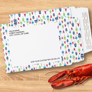 Lobster Buoy Coastal Pattern Custom Address Text Envelope Mailers