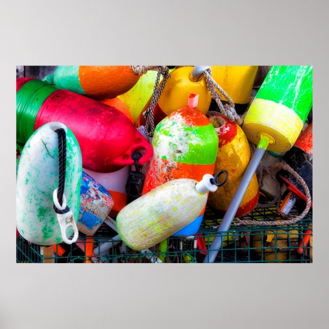 Lobster buoys at Bass Harbor Poster (Front)