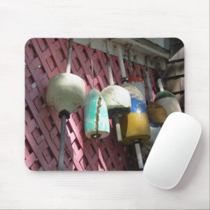 Lobster Buoys on Pink Lattice - Martha's Vineyard Mouse Pad