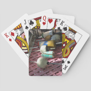 Lobster Buoys on Pink Lattice - Martha's Vineyard Poker Cards