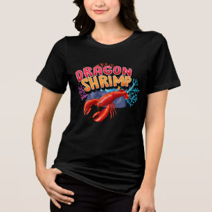Lobster Cartoon Character Dragon Shrimp Banner Des Tri-Blend Shirt
