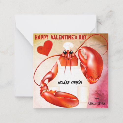 Lobster Chef Cookn Valentine Note Card