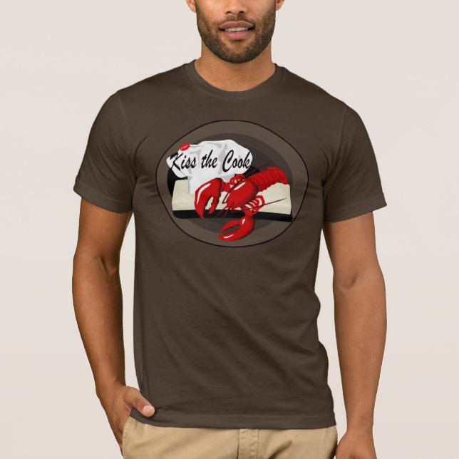 Lobster Chef Kiss the Cook Mens Brown T-shirt (Front)