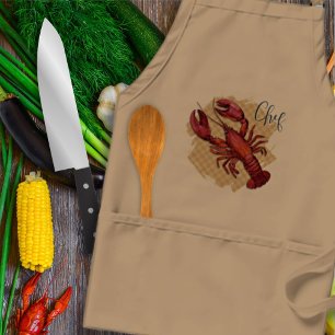 Lobster Chef Red and Tan Adult Apron