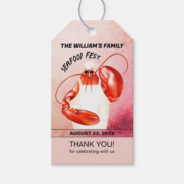 Lobster Chef Seafood Event Gift Tags (Front)