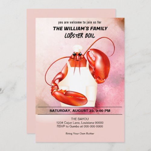Lobster Chef Seafood Event Invitation