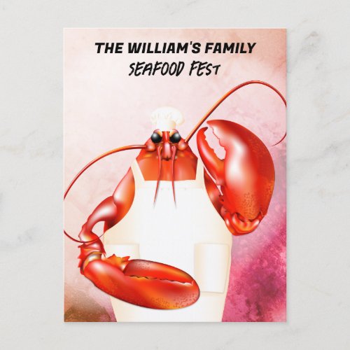 Lobster Chef Seafood Event Postcard