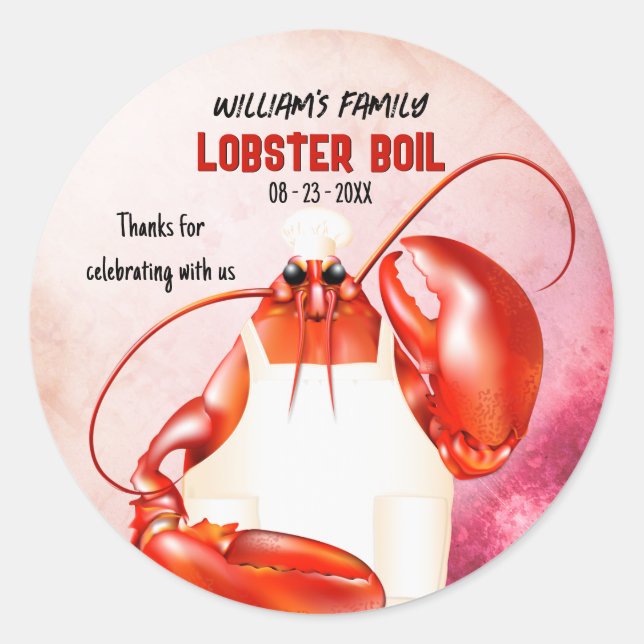 Lobster Chef Seafood Theme Classic Round Sticker (Front)