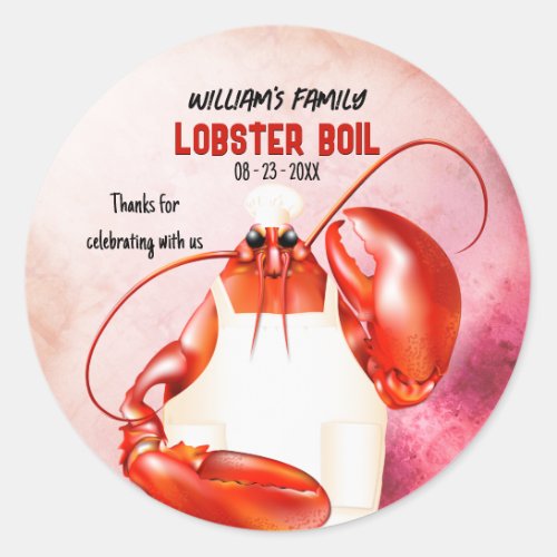 Lobster Chef Seafood Theme Classic Round Sticker