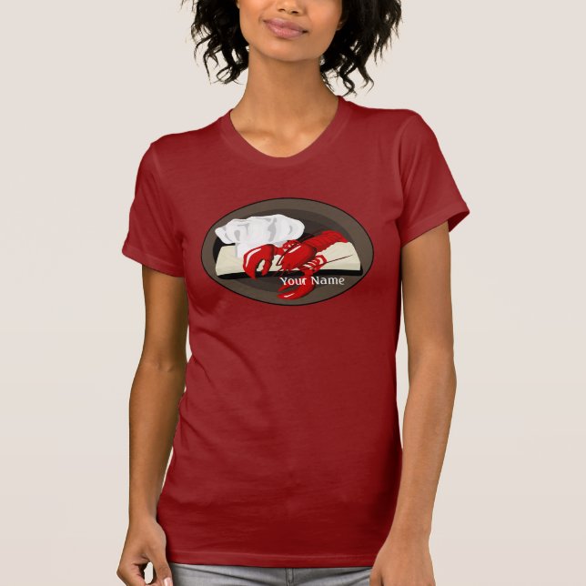 Lobster Chef Template Ladies Red T-shirt (Front)