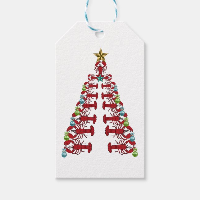 Lobster Christmas  tree cute party ugly   gift tag (Front)
