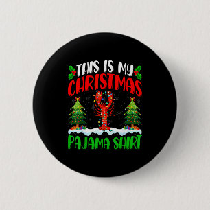 Lobster Christmas Tree Pajama Shirt Lobster Xmas L Button