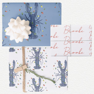 Lobster Christmas Wrapping Paper Sheets