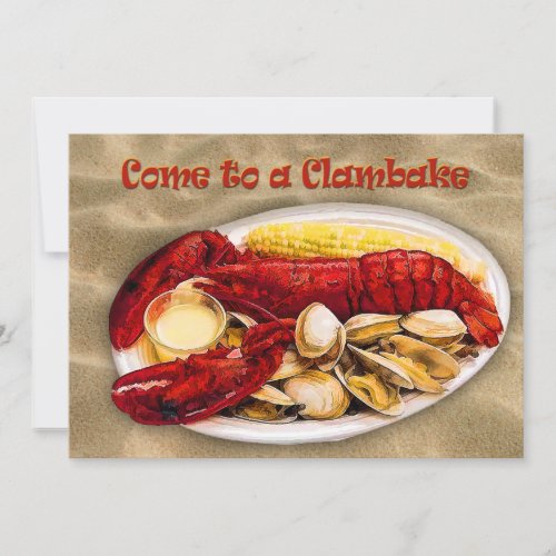 Lobster  Clams Clambake Invitation