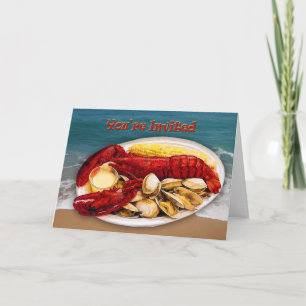 Lobster & Clams Ocean Shoreline You're Invited Invitation