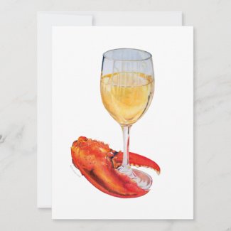 Lobster Claw and Wine Glass Invitation