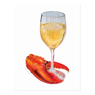 Lobster Claw and Wine glass Postcard