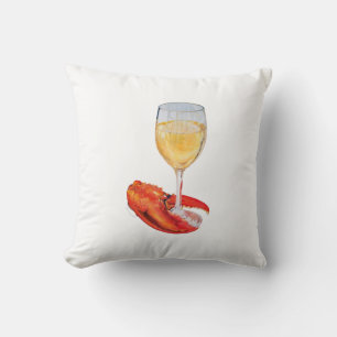 Lobster Claw and Wine Throw Pillow