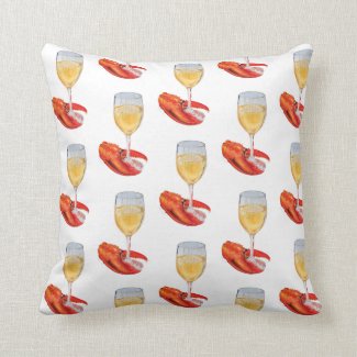 Lobster Claw and Wine Throw Pillow