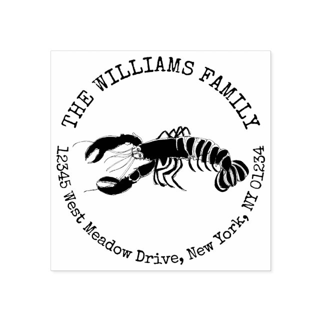 Lobster Coastal Create Your Own Return Address Rubber Stamp (Imprint)