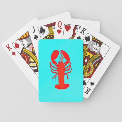 lobster coral blue ocean marine fishing playing cards
