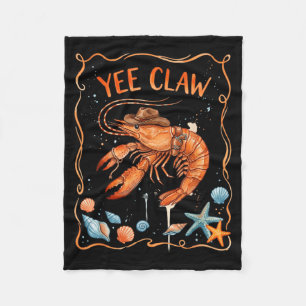 Lobster Cowboy Trendy Yee Claw Funny Lobster Fleece Blanket