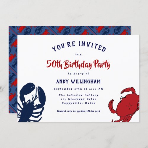 Lobster Crab His Birthday Seafood Party Invitation
