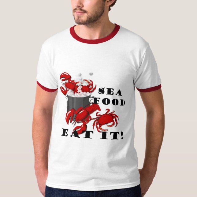 Lobster Crab Seafood Eat It! Mens Ringer T-shirt (Front)