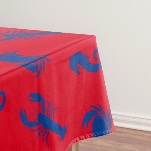 Lobster crab seahorse blue red pattern tablecloth