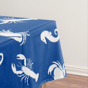 Lobster crab seahorse blue white pattern tablecloth