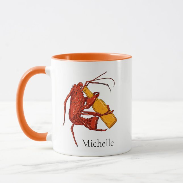 Lobster Craft Beer Personalized Coffee Mug (Left)