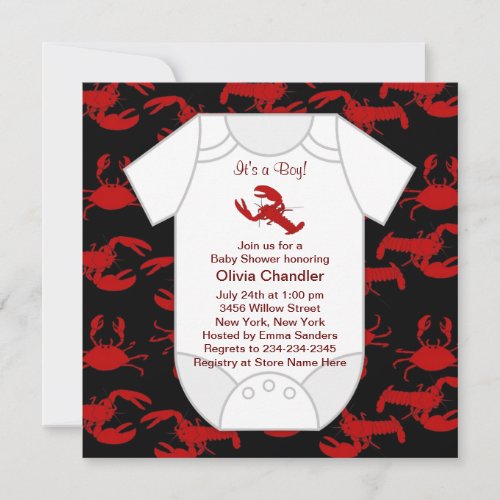 Lobster Crawfish Baby Shower Invitation