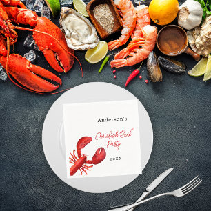 Lobster crawfish boil party red white napkins