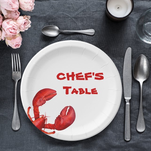 Lobster crawfish boil party red white paper plates (Creator Uploaded)