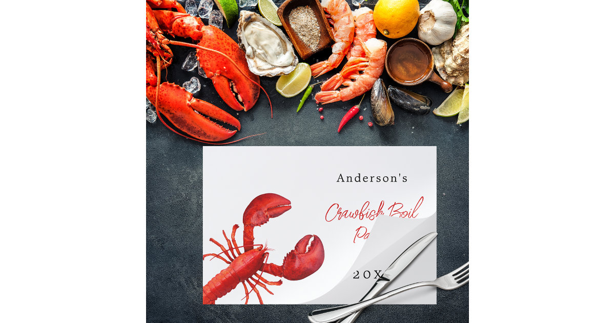 Lobster crawfish boil party red white placemat | Zazzle