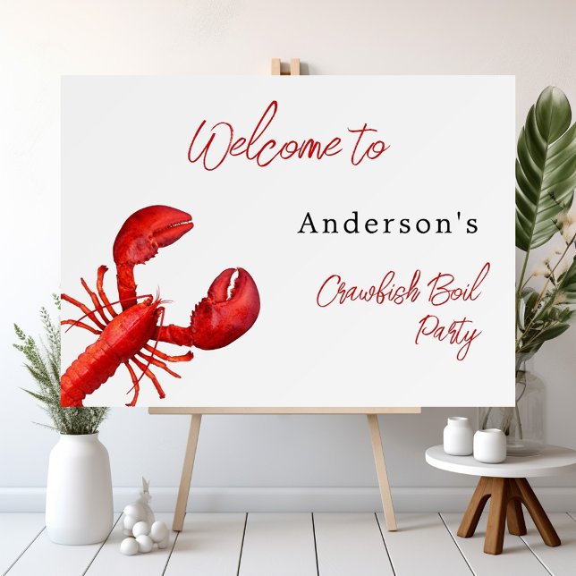Lobster crawfish boil party red white welcome foam board (Creator Uploaded)