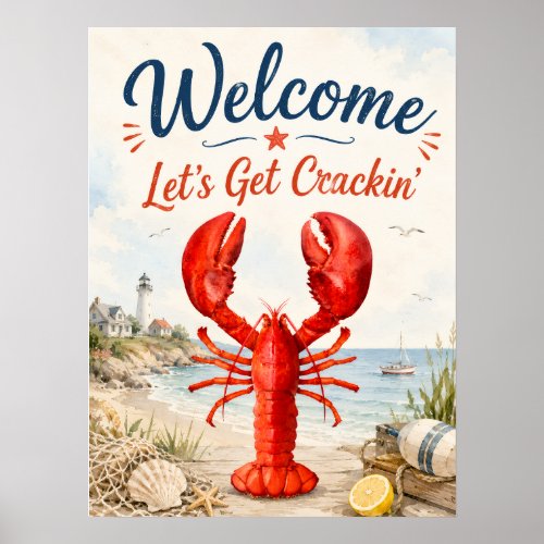 Lobster crawfish boil party welcome poster