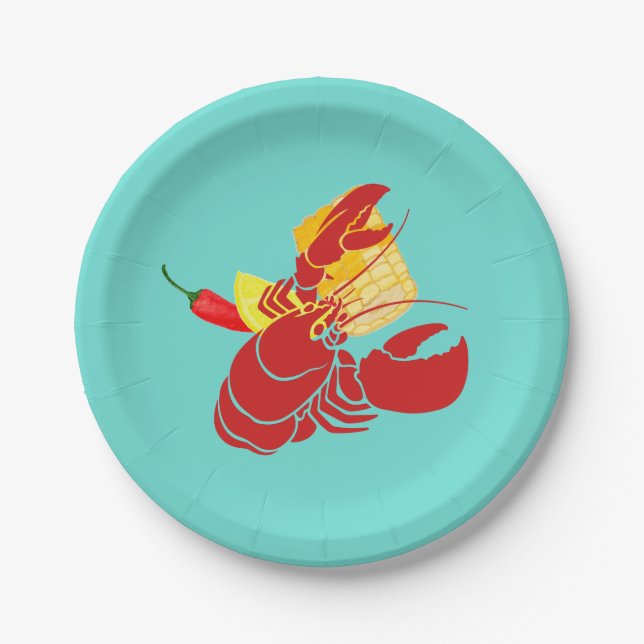 Lobster Crawfish Crab Boil Party Paper Plates (Front)