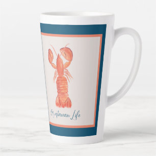 Lobster Crawfish Crustacean Watercolor Latte Mug