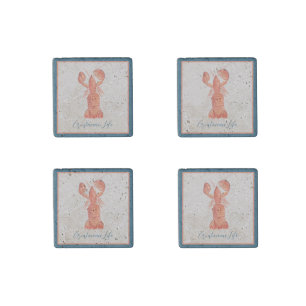 Lobster Crawfish Crustacean Watercolor Stone Magnet