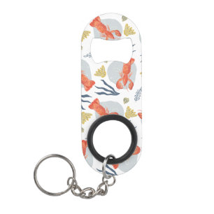 Lobster Crawfish Seafood Under Water Pattern Keychain Bottle Opener