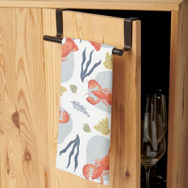 Lobster Crawfish Seafood Under Water Pattern Kitchen Towel (Thirds Fold)
