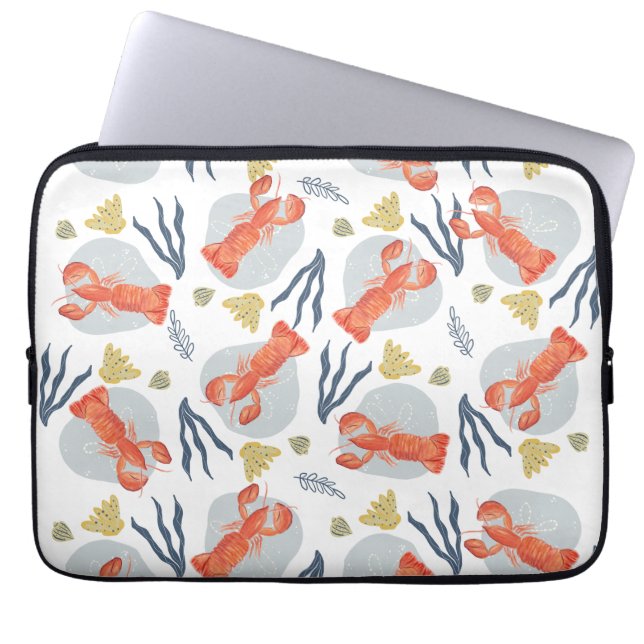 Lobster Crawfish Seafood Under Water Pattern Laptop Sleeve (Front)