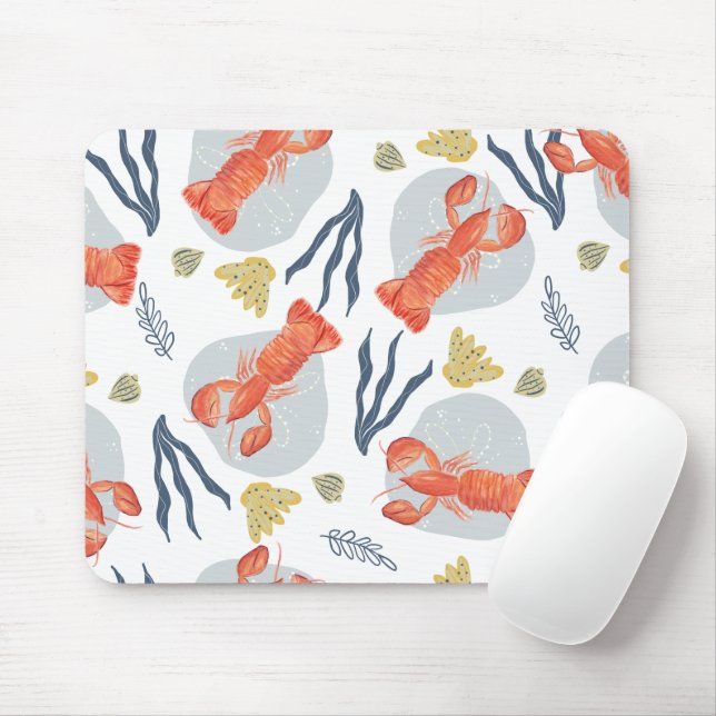 Lobster Crawfish Seafood Under Water Pattern Mouse Pad (With Mouse)