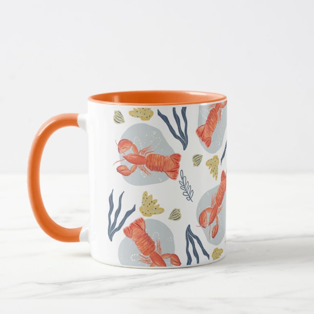 Lobster Crawfish Seafood Under Water Pattern Mug (Left)