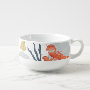 Lobster Crawfish Seafood Under Water Pattern Soup Mug