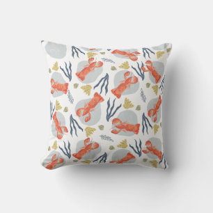 Lobster Crawfish Seafood Under Water Pattern Throw Pillow