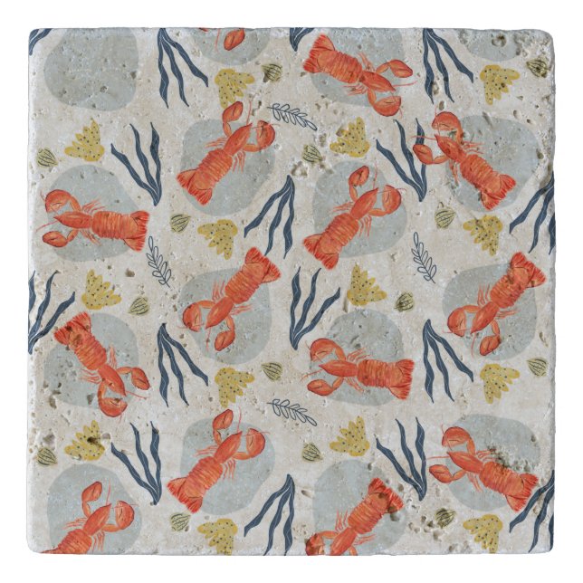 Lobster Crawfish Seafood Under Water Pattern Trivet (Front)