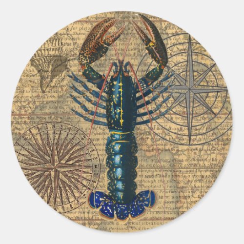 Lobster Crawfish Shellfish Seafood Ocean Classic Round Sticker