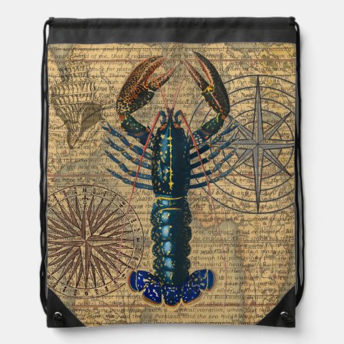 Lobster Crawfish Shellfish Seafood Ocean Drawstring Bag